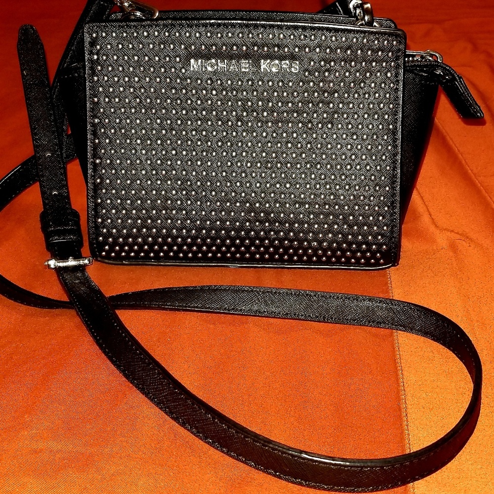 Michael Kors Mini Selma Studded Black Crossbody